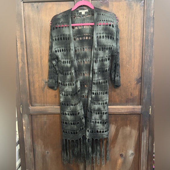 Ruff Hewn Sweaters - Ruff Hewn Ombré Open Knit Cardigan Size Medium Boho Fringe Sweater